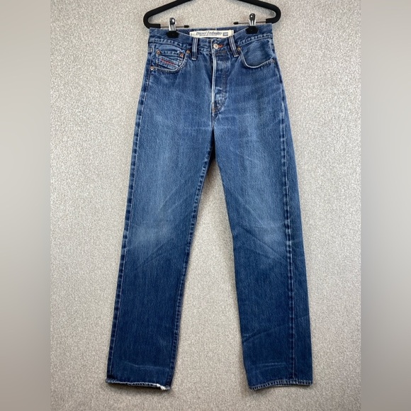 Diesel jeans mens 29X32 button fly damaged heels made in Italy moto edgy - Picture 1 of 12